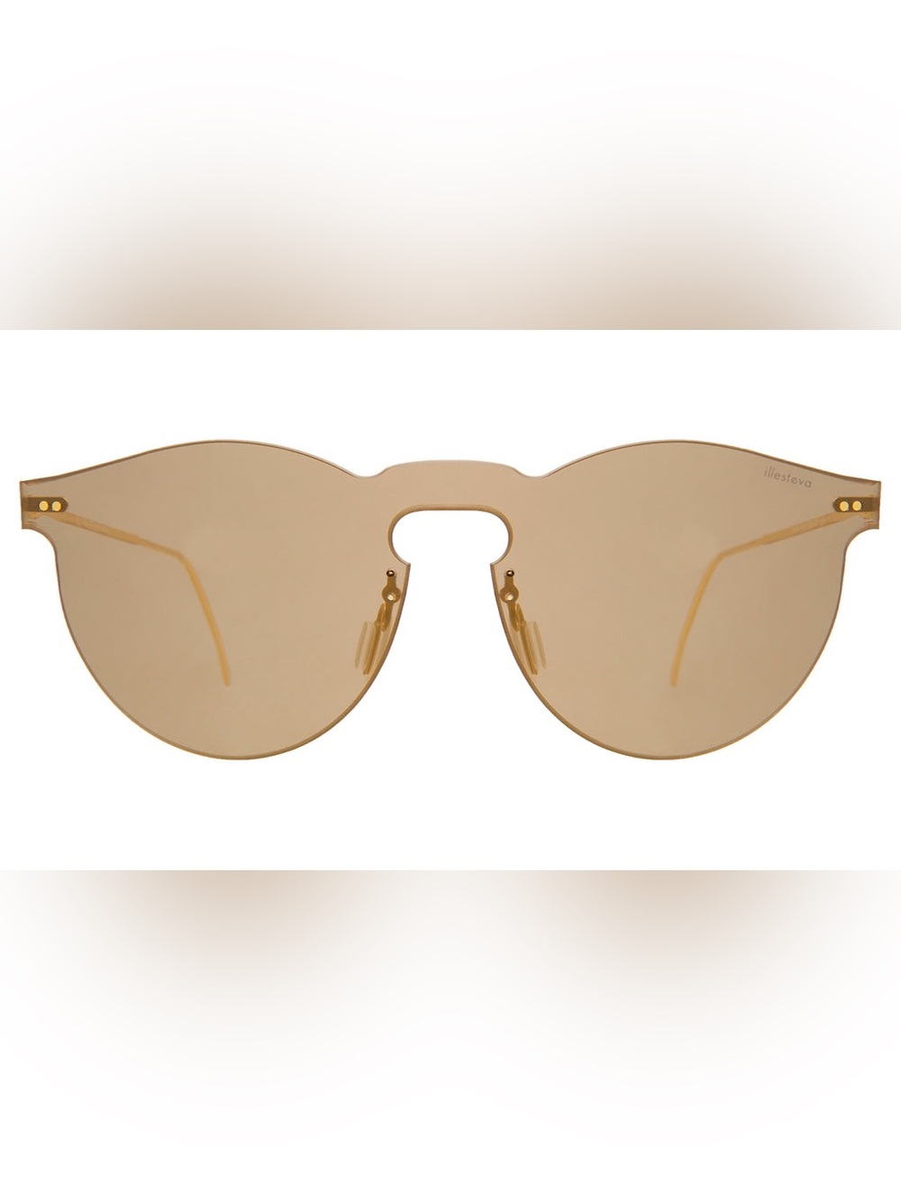 Illestevia “Leopard Mask” Brown & Gold Rimless Shield Sunglasses